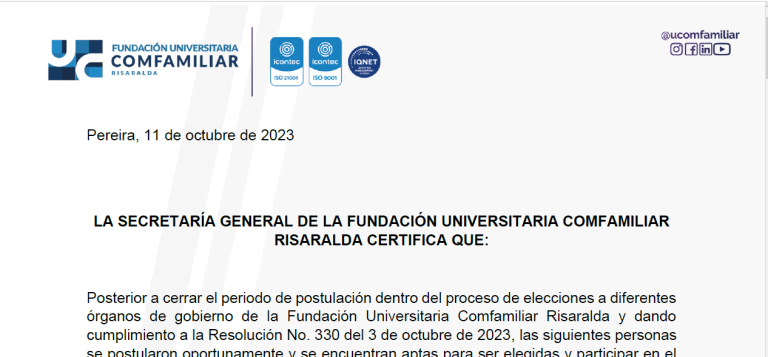 Certificación Postulados Segundo Proceso Electoral
